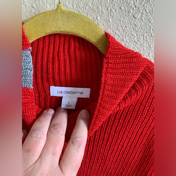 Liz Claiborne Red and Grey Striped Sweater NWT🌴 - Picture 5 of 7